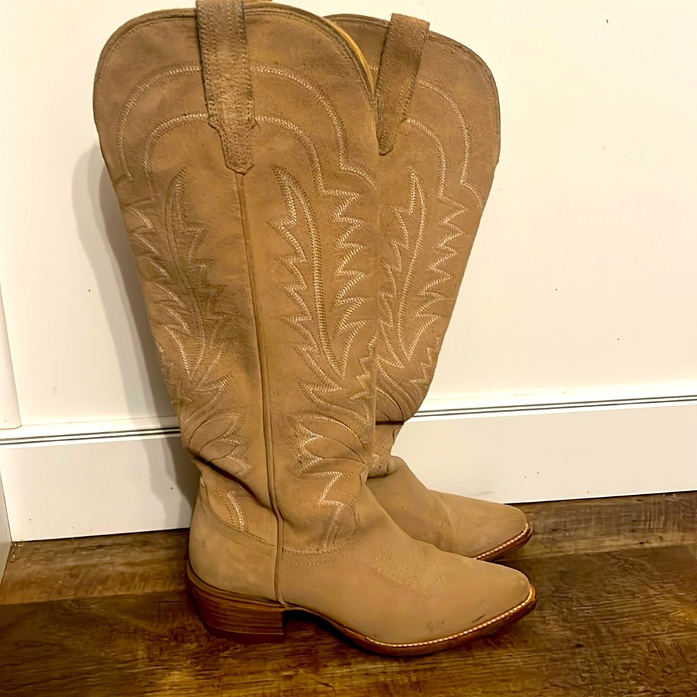 Tecovas boots The Abby in driftwood suede 7.5 knee high